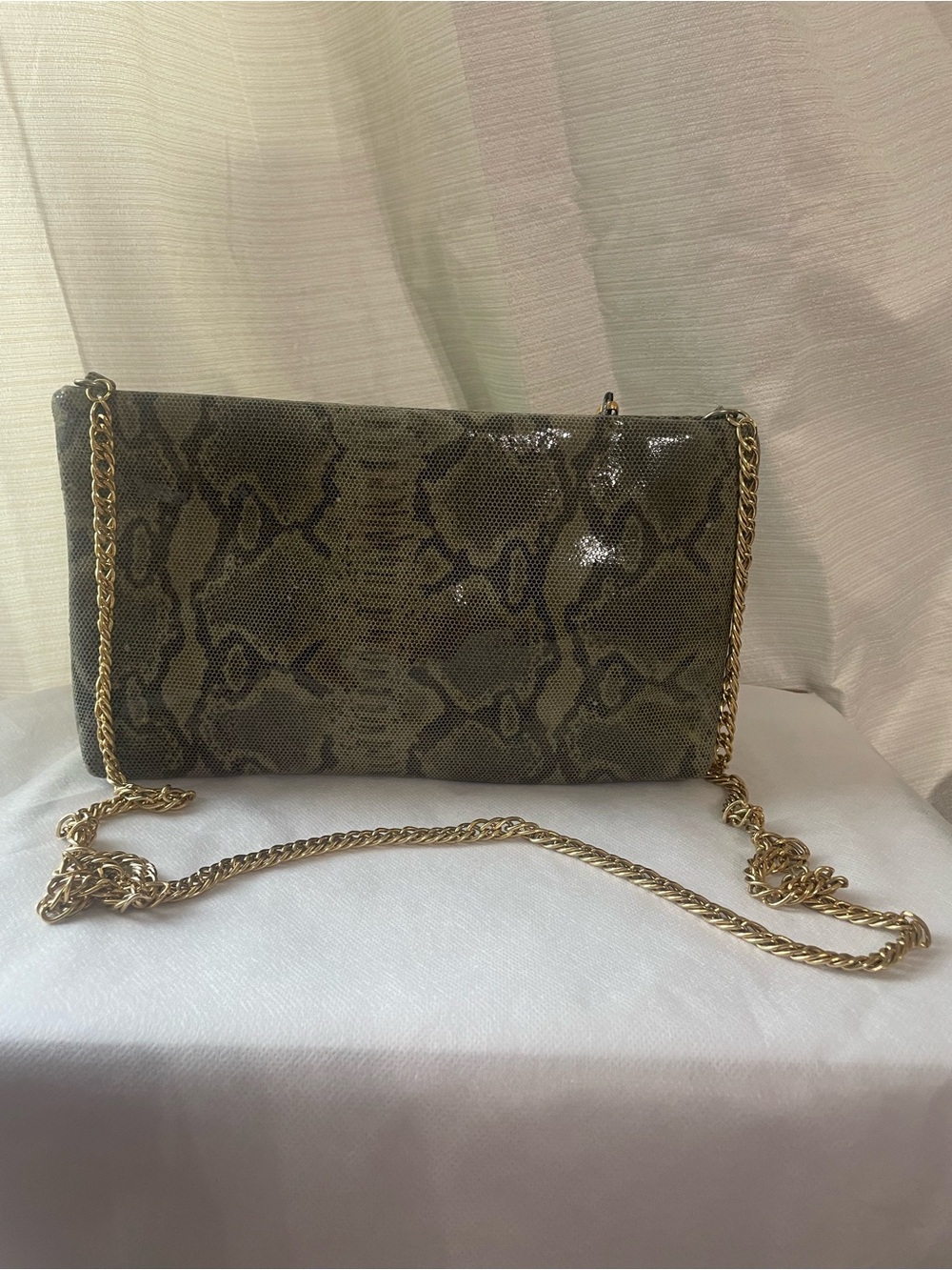 Bags By Pinky Handbag Made In USA Snakeskin Evening Clutch Genuine Leather - Picture 4 of 11